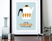 Cathrineholm poster print - It's Coffee O'clock - A3 print 29 cm x 42.7 cm - Catherineholm Mid century modern home kitchen coffee tea