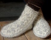 SALE Alafoss slipper socks - white and light grey