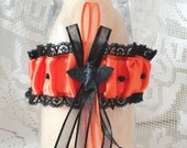 Orange Satin Black Bat Lace Garter-OOAK-Perfect for Halloween-Wedding-Bachelorette-Vegas