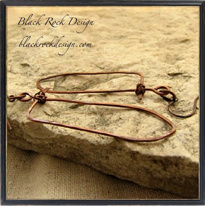 Hammered Rustic Copper Earrings "Purity"