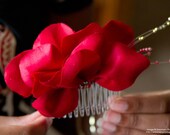 Regal Rouge Flower Hair Comb