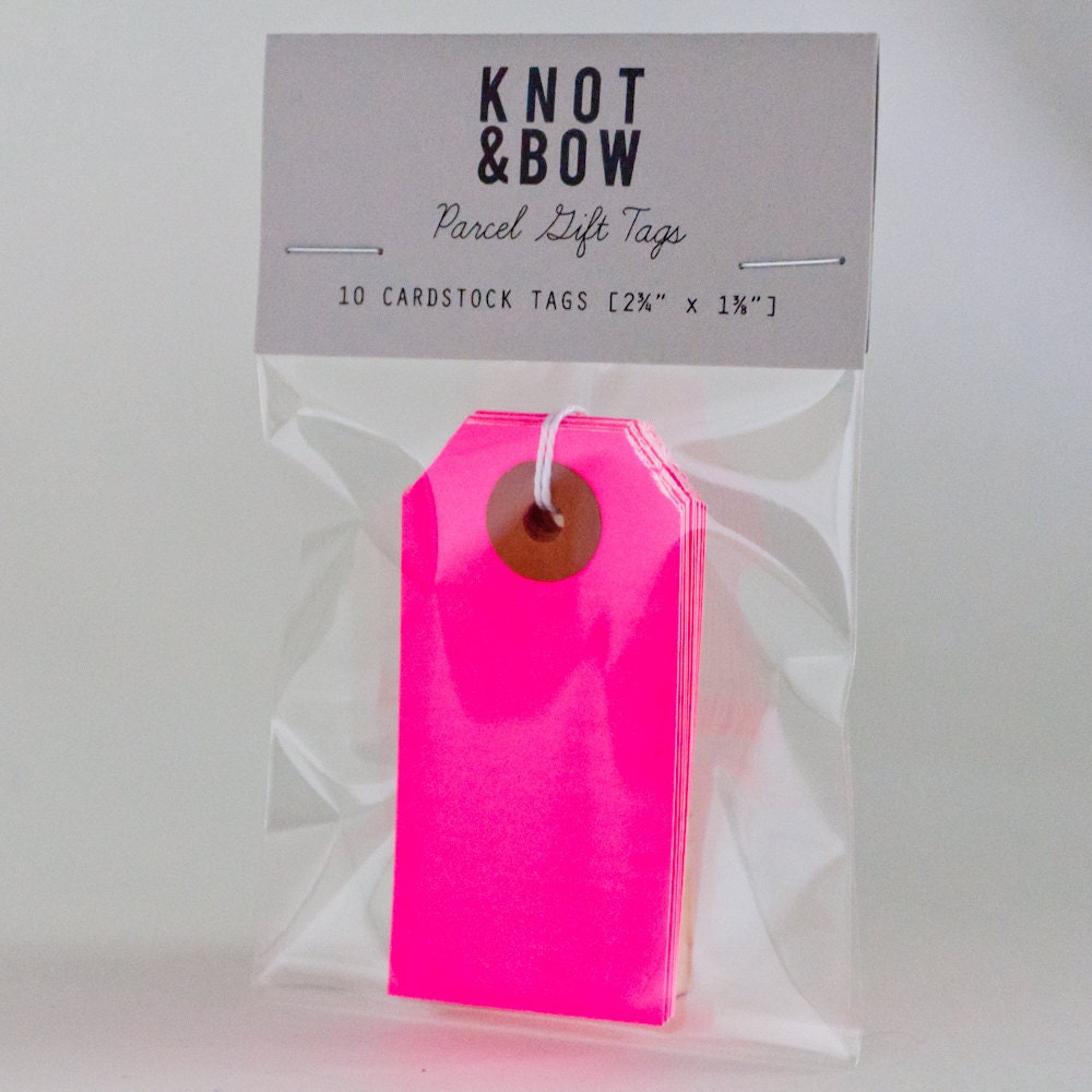 10 Neon Pink Parcel Gift Tags
