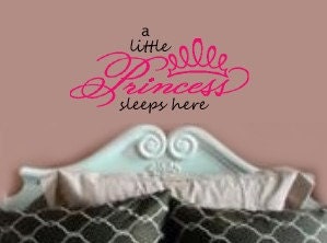 a little princess sleeps here with Tiara Girls Vinyl Wall Lettering Decal children