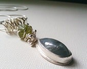 Raw Green Garnet and Aquamarine Necklace - Twisted