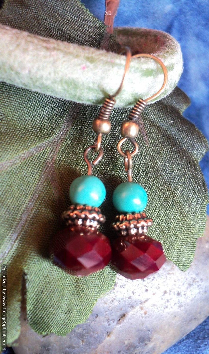 Antique in Red Dangle Earrings