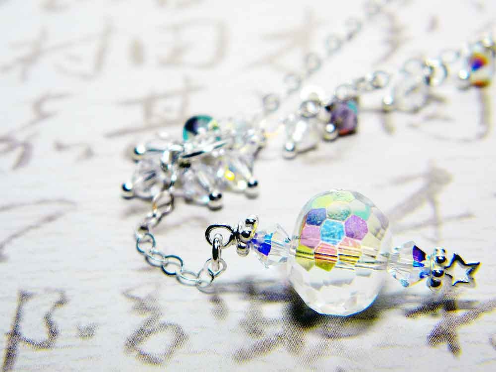 Asymmetrical Swarovski Crystal Necklace - "Diamond Dust" by Whimsy Beading