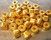 GOLD Greek Ceramic Short Tube Beads (5) LOW SHIPPING