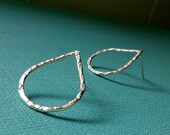 Grunged Medium Teardrop Recycled Silver Post Earrings