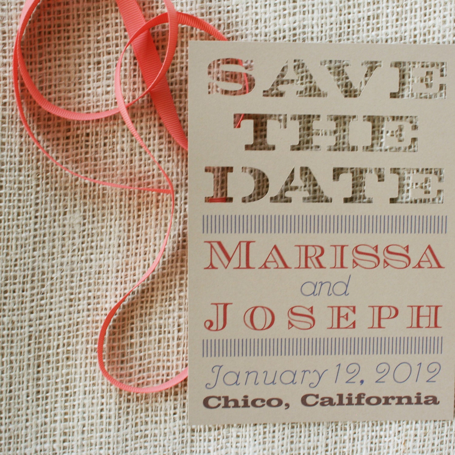 Laser Cut Save the Date Card Modern Design