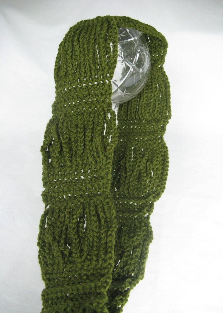 Crochet Scarf  Pattern - Chains - Forest Green