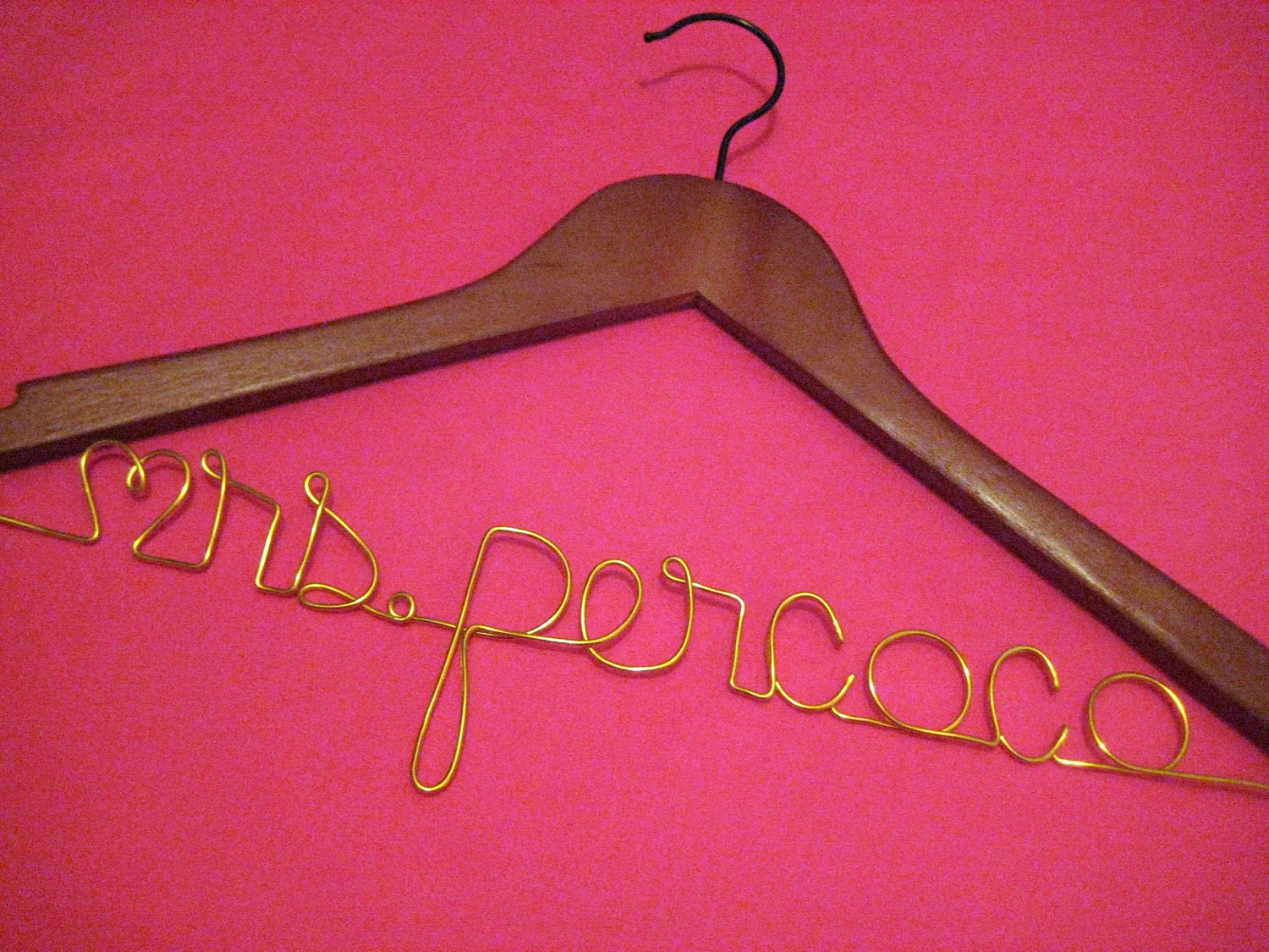 Bridal Hanger -  Personalized Custom Wedding Hanger  - 12 Wire Colors - SHIPS FAST - Cherry or Natural Wood