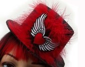 Flying Heart Red and Black Mini Top Hat