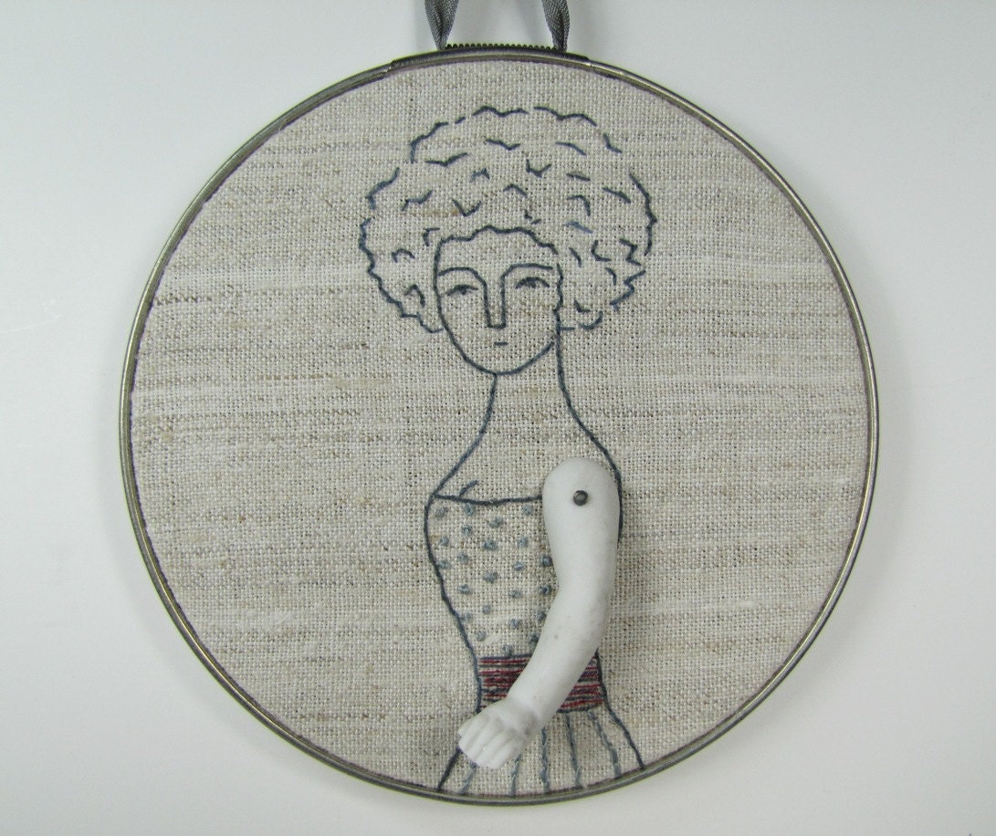 hand embroidery hoop art - circassian woman