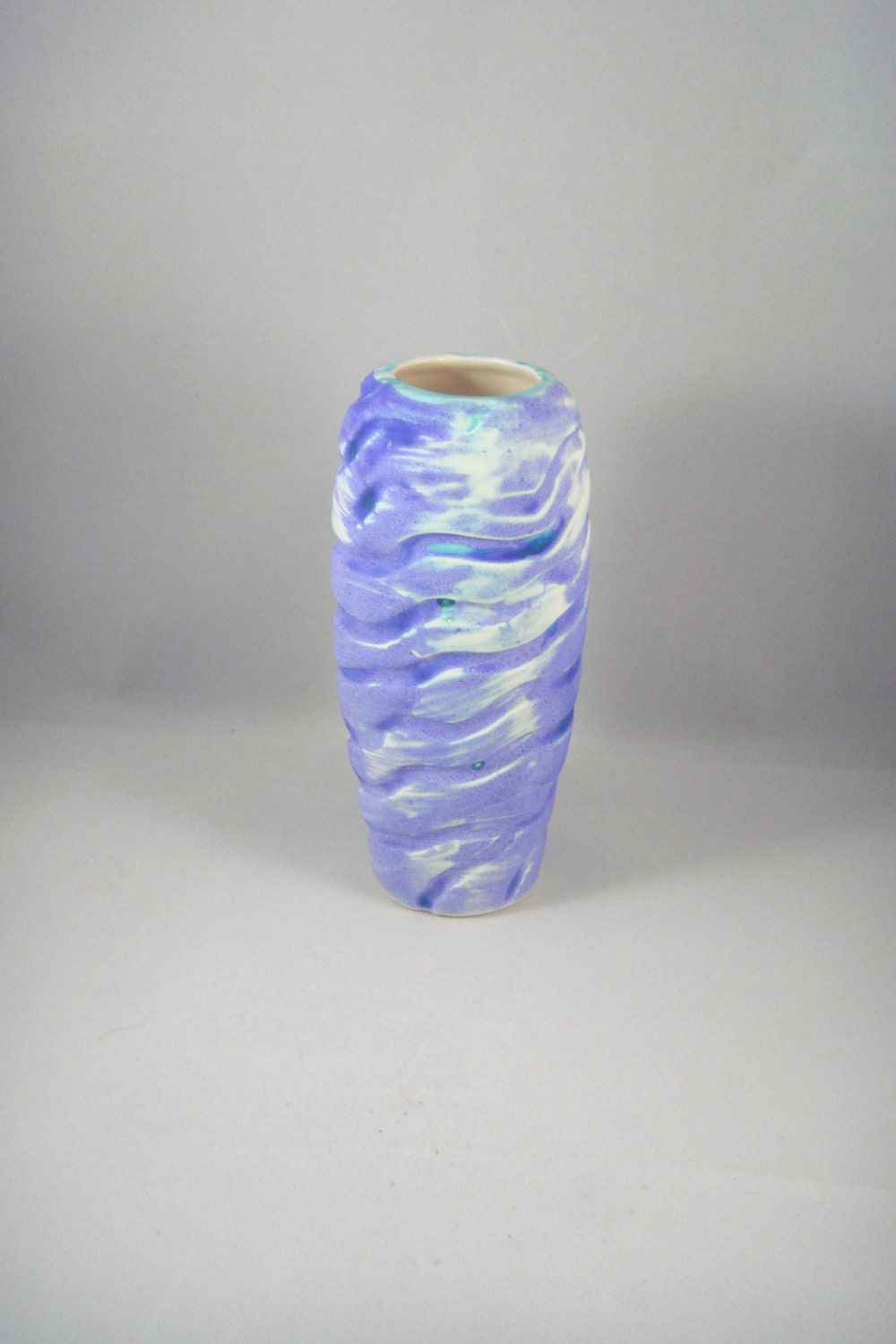 Purple and Turquoise Velvet Finish Ceramic Pottery Flower Vase