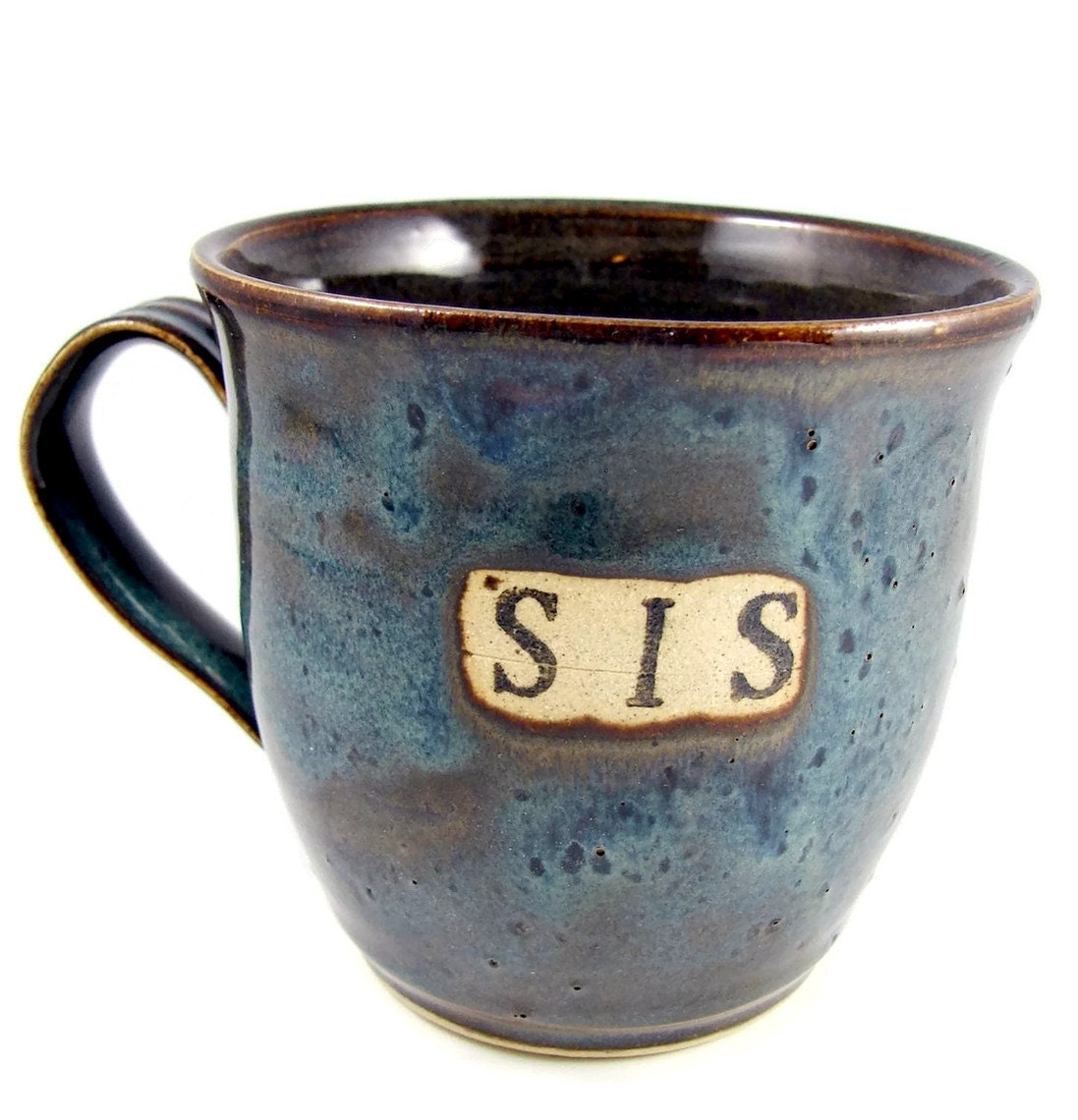 Ceramic Blue SIS Mug / Ready to Ship - Pottery Handmade Stoneware Wheel Thrown Clay