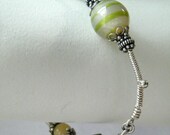 Venetian in Paris Bracelet Sterling and Pure Silver Vintage Murano Yellow Jade Carnelian Peridot