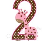Pink Giraffe Birthday Tshirt or Onesie Personalized