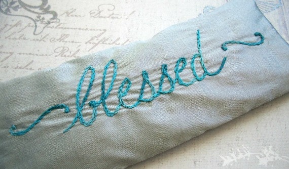 Lavender and Flaxseed Eye Pillow Hand Embroidered by Dolce Dreams