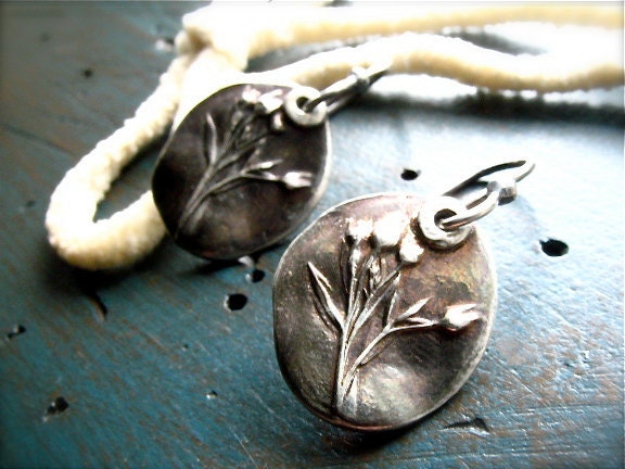 wildflower flax botanical silver earrings : hand crafted fine and sterling silver, delicate budding blooms