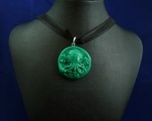 Jade Small Cthulhu Cameo Necklace - Polymer Clay Horror Jewelry