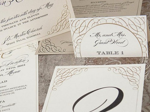 Portofino  Wedding Invitation Suite Accessories - Ceremony Program, Menu, Table Number, Escort & Place Cards