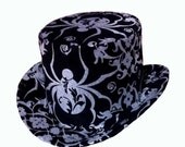 Metallic Silver Spider Mini Victorian Riding Style Top Hat