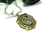 Sparrow Steampunk Necklace Vintage Watch Movement Designed by Mystic Pieces