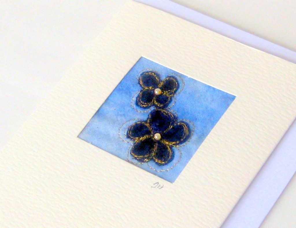 Card handmade mini picture recycled cute velvet flowers