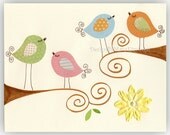 Nursery Print, Art Decor, Kids Print, love birds...The rainbow birds