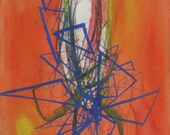 Bright Red Abstract Watercolor Painting- Kaleidoscope