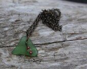 Bermuda Triangle Green Sea Glass Necklace