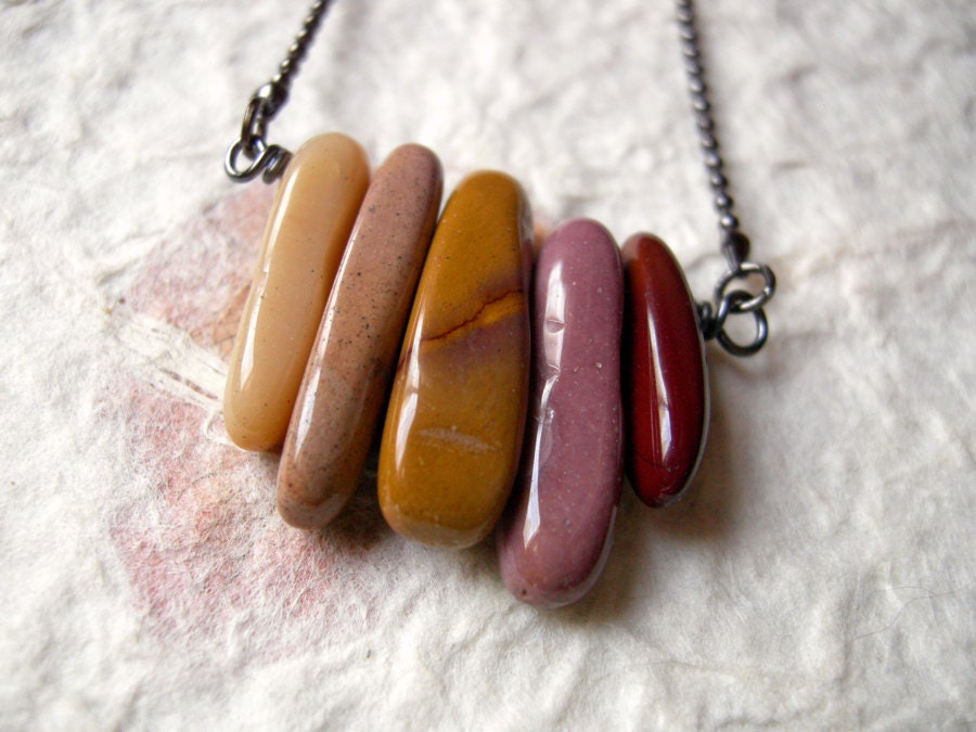 Mookaite and Sparkly Ball Chain Necklace - Lavender Canyon