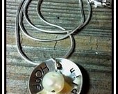 Hope for Joplin Sterling Silver Necklace   Stamped Sterling Silver Pearl Pendant