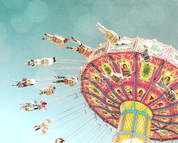 nursery art print,carnival print,swing ride photo,pink carnival print,baby pink nursery decor,childrens room decor,carnival circus vintage