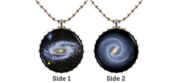 Galaxy Space Pendant Necklace - Design Pair E - Double Sided