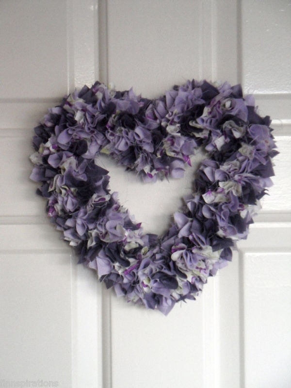 CALM Purple and Violet Fabric Heart Wreath, Door/Wall Decoration