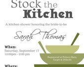 Kitchen Shower Invitation & Matching Recipe Card:  Stock the Kitchen