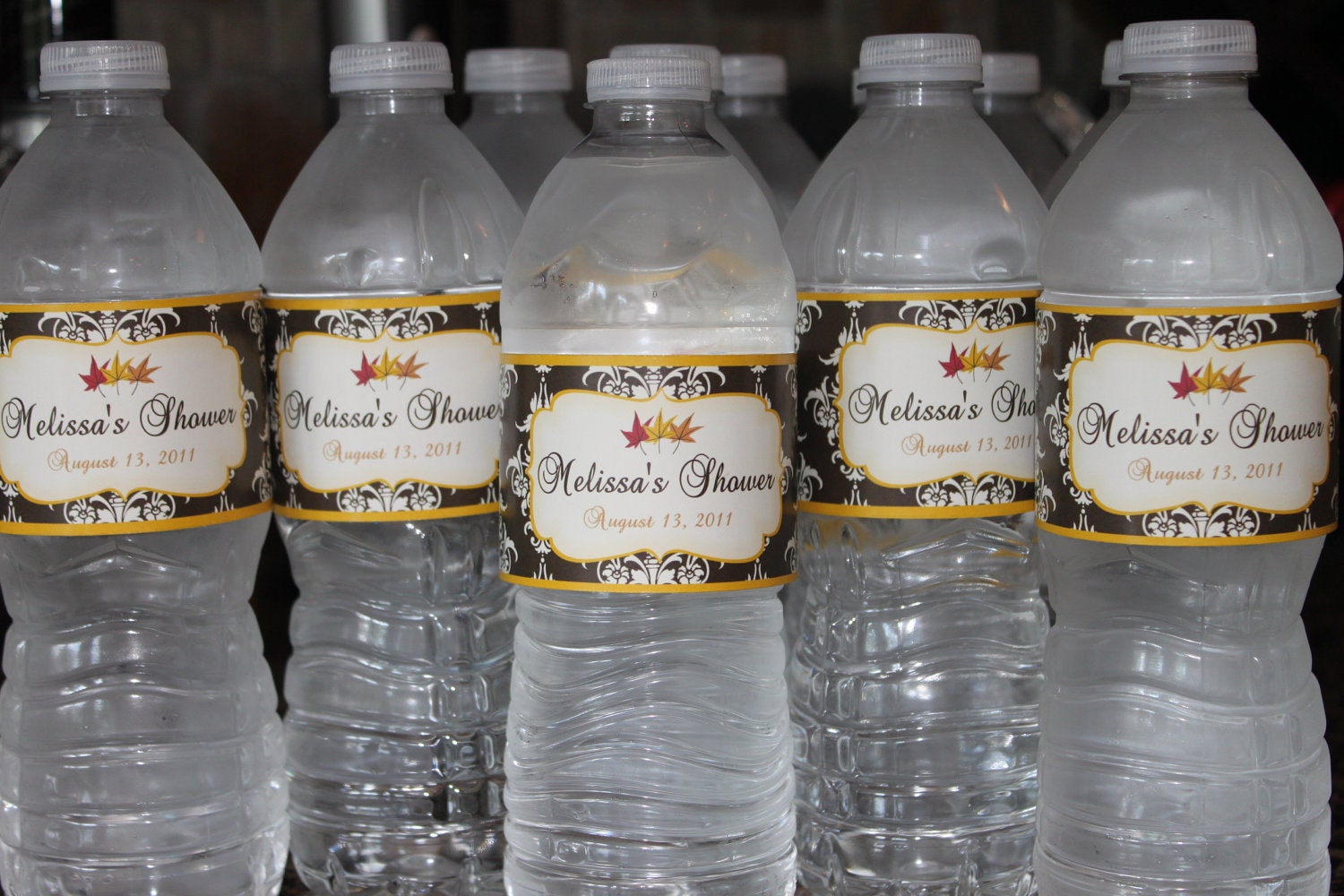 Fall Leaf Wedding Bridal Shower Personalized Water Bottle Wrap Label Printable File Il_170x135