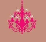 Teen GIrls Pink Chandelier & Sparkles Twinkles Vinyl Wall Decal