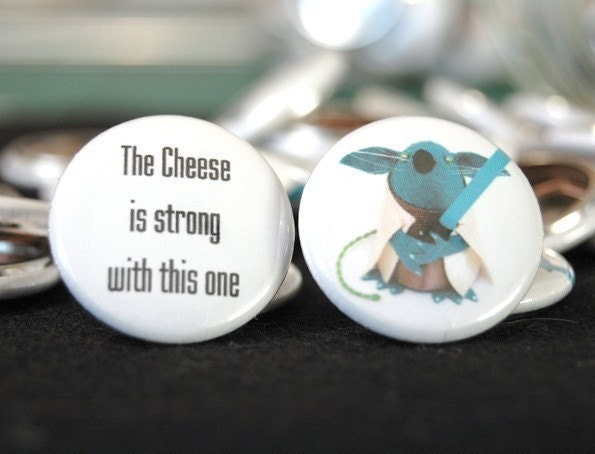 Star Wars Yoda funny magnet 2 One inch magnets Mouse mice rat hamster - The Cheese is strong with this one  - READY TO SHIP