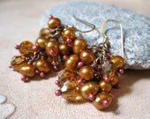 Copper Pearl & Swarovski Crystal Earrings