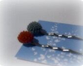 Flower Bobby Pin Set - Red and gray Mum's will look great in your hair this fall