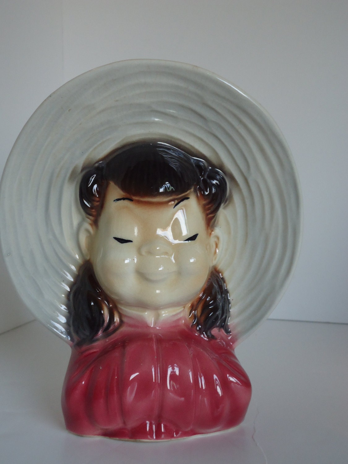 Royal Copley Asian Girl Head Vase or Wall Pocket