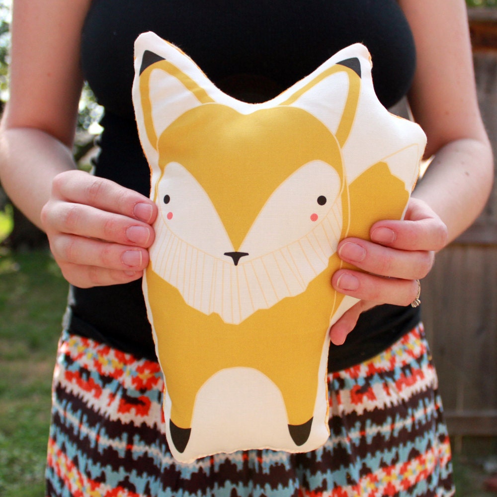 Plush Fox Pillow in Yellow MADE TO ORDER