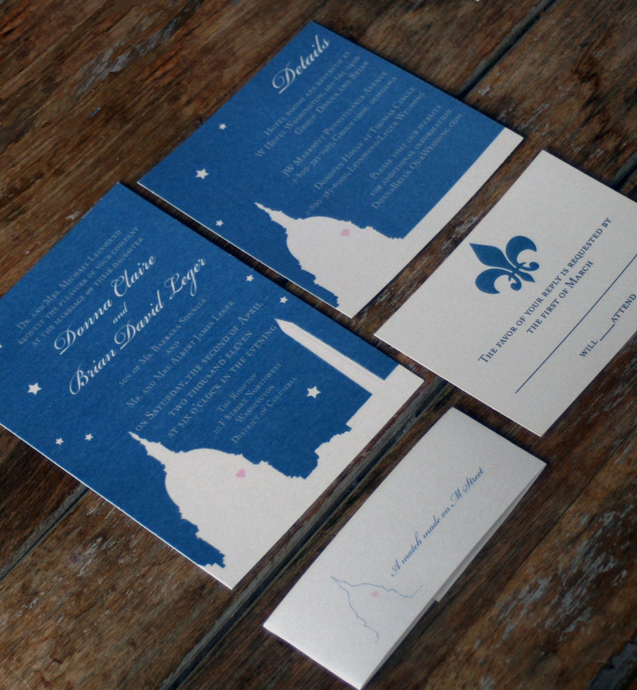 Modern Wedding Invitation : Evening Skyline Wedding Invitation Washington D.C.-nIght time, any city