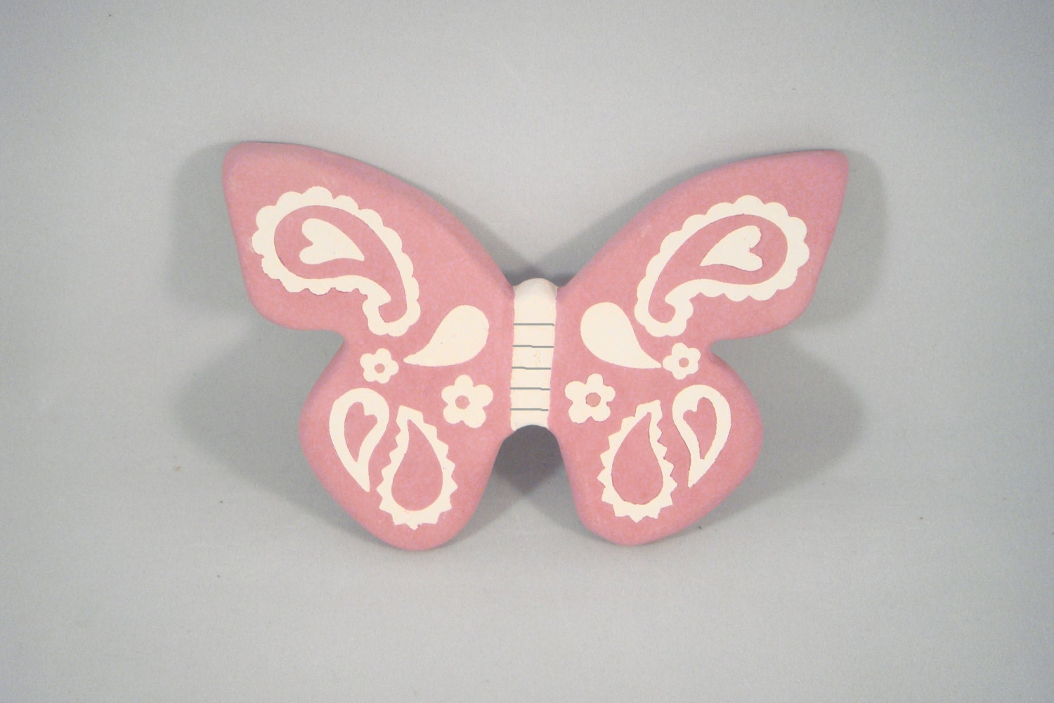 Beautiful Floral Filigree Paper Resisted Butterfly Art Tile Ceramic Pottery Wall Decor