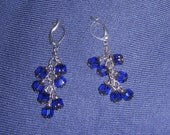 Blue Swarovski Crystal Cluster Earrings in Silver