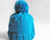 Baby Hat Pom Pom, Photo Prop, Solid Color Custom Hand Knit, You Choose Color and Size
