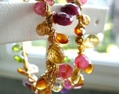 Gemstone Cluster Hoops 14kt Gold Filled "The End Where I Begin"