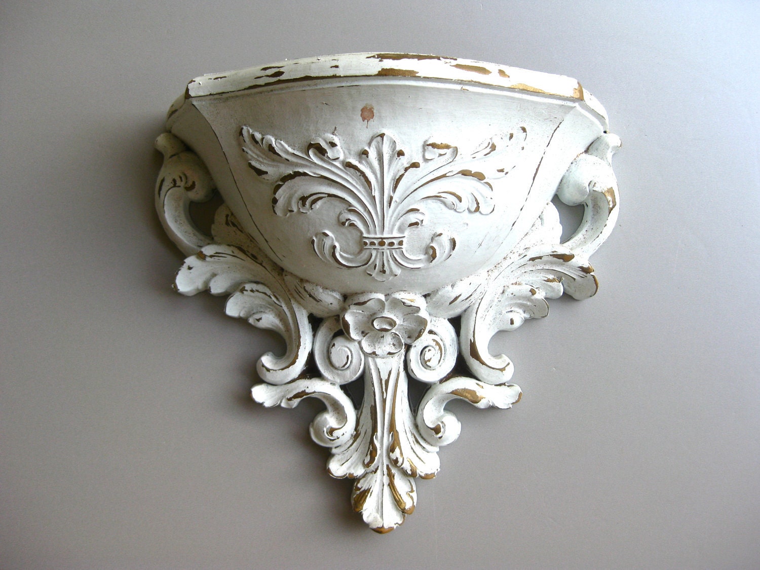 Shabby White Vintage Homco Wall Planter